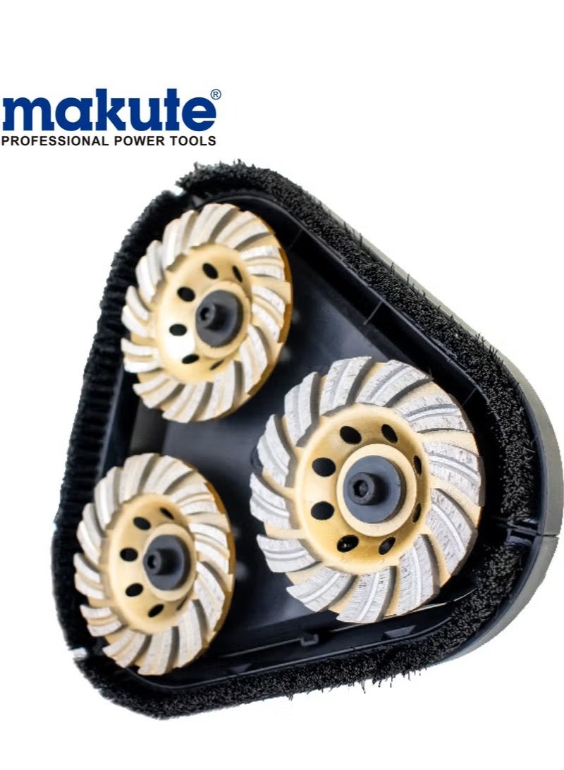 ماكيوت ماكينة صنفرة الأسطح ثلاثية الرؤوس Makute TG121-230 بقوة 2450 واط، قرص صنفرة 230 مم، سرعة قابلة للتعديل من 2500 إلى 4800 دورة في الدقيقة، أداة احترافية للجدران والأرضيات والجص - Image 4
